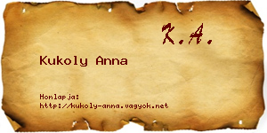 Kukoly Anna névjegykártya